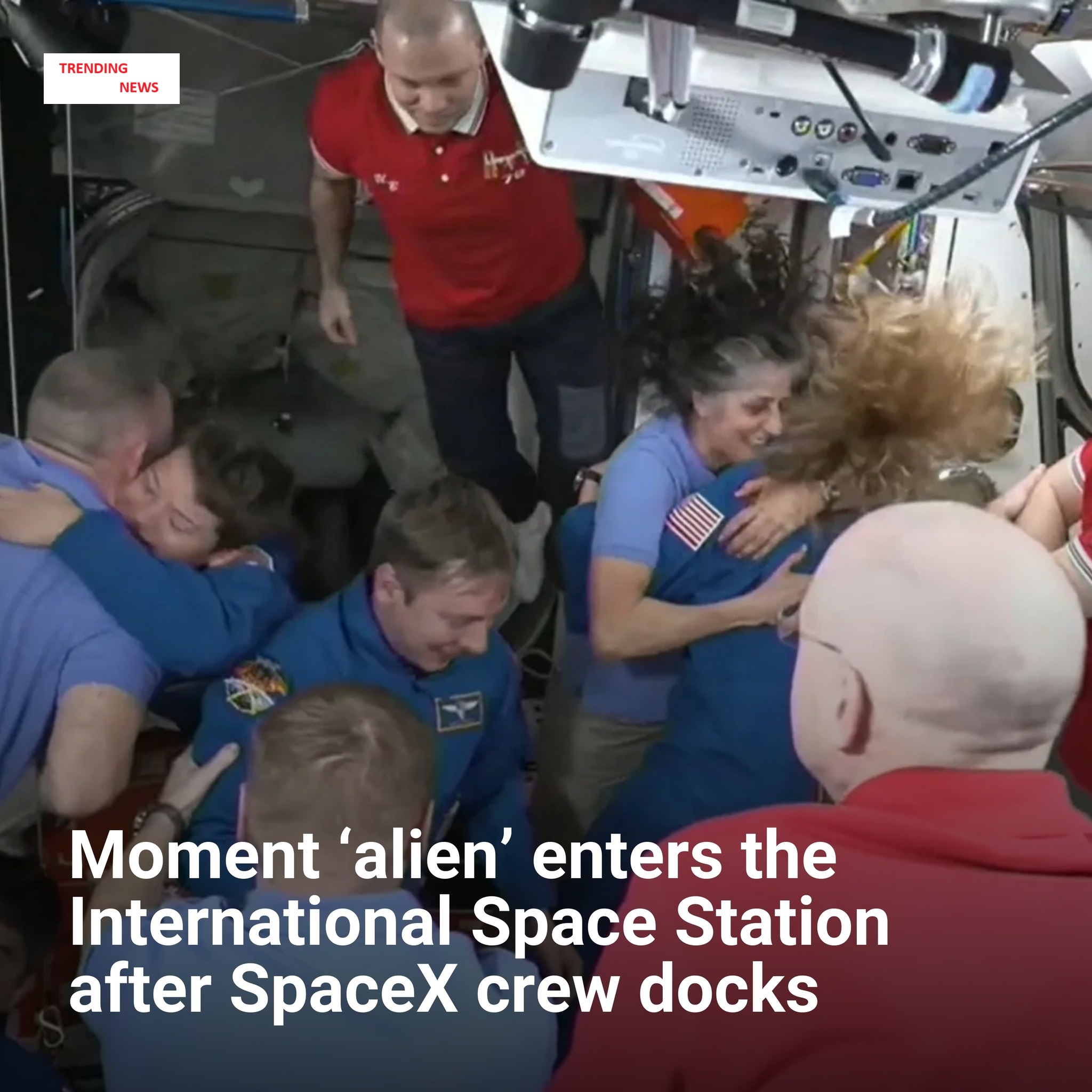 Moment ‘alien’ enters the International Space Station after SpaceX crew docks