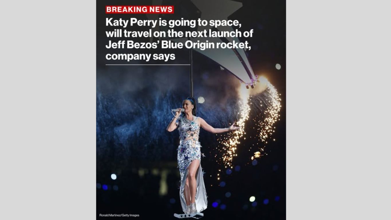 Singer Katy Perry is scheduled to blast off on the next launch of Jeff Bezos' Blue Origin rocket, according to the space company